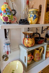 Vintage pottery at The Tipsy Goat Market & Social House Lansdowne ON